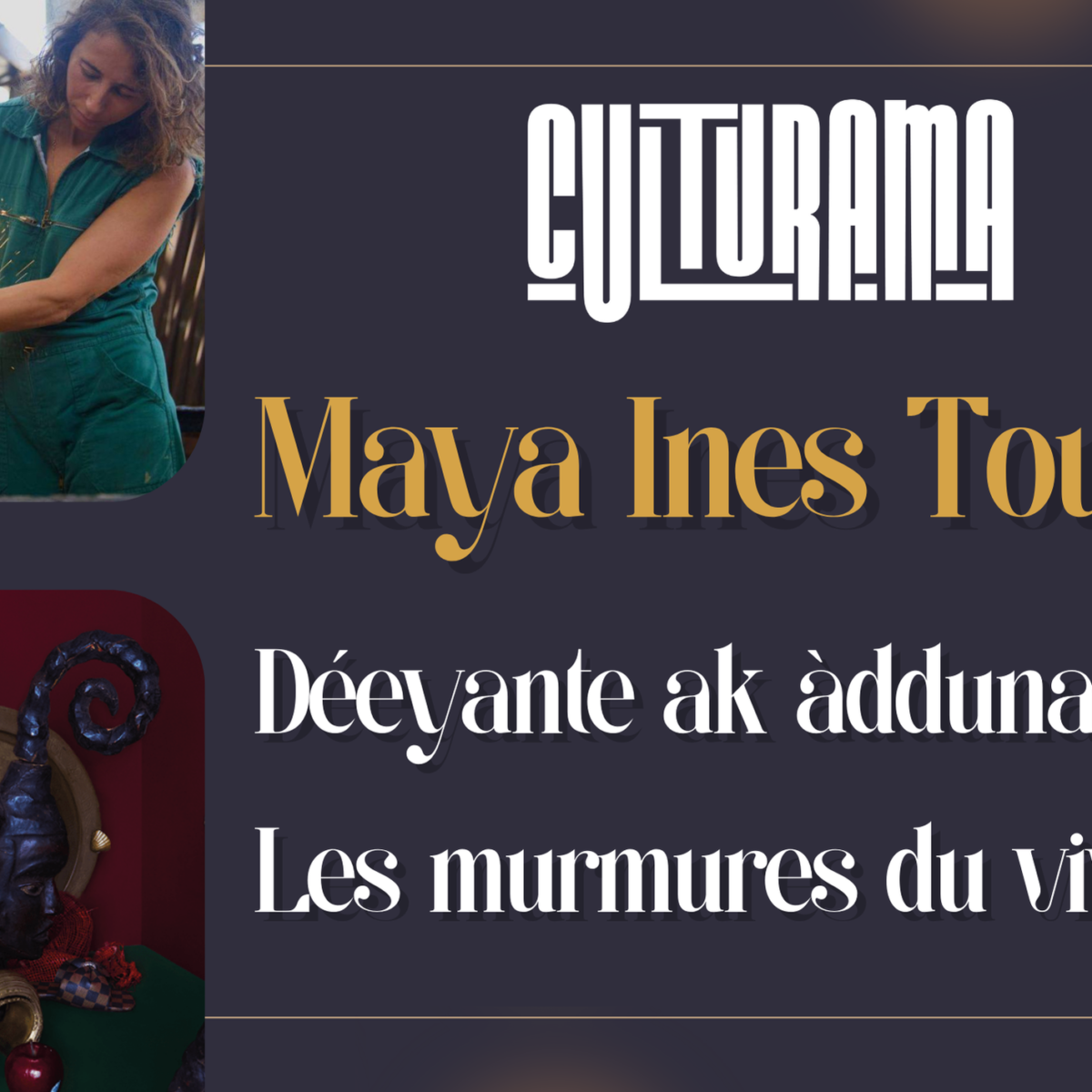 Œuvres de Maya Ines Touam exposées à la galerie Le Manège dans une ambiance méditative et sombre.